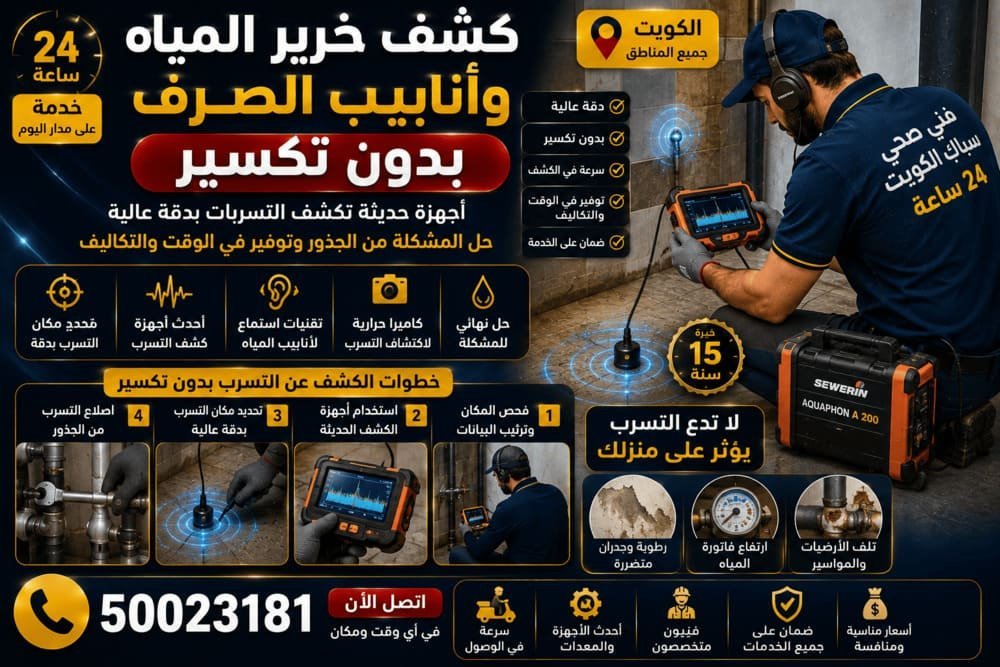 قياس شدة صوت المياه على أرضية بلاط لتحديد أقوى نقطة فوق الماسورة