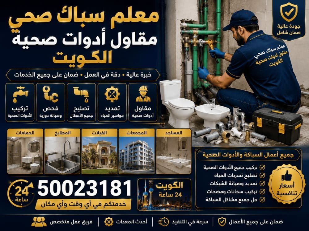 مقاول أدوات صحية في الكويت يشرف على تمديد شبكة مواسير داخل مبنى تحت الإنشاء